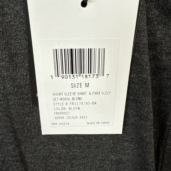 NWT Frye Short Sleeve Shirt & Pant Sleep Set Mens Size M Modal Blend Pajama‎ Blk - Picture 3 of 16
